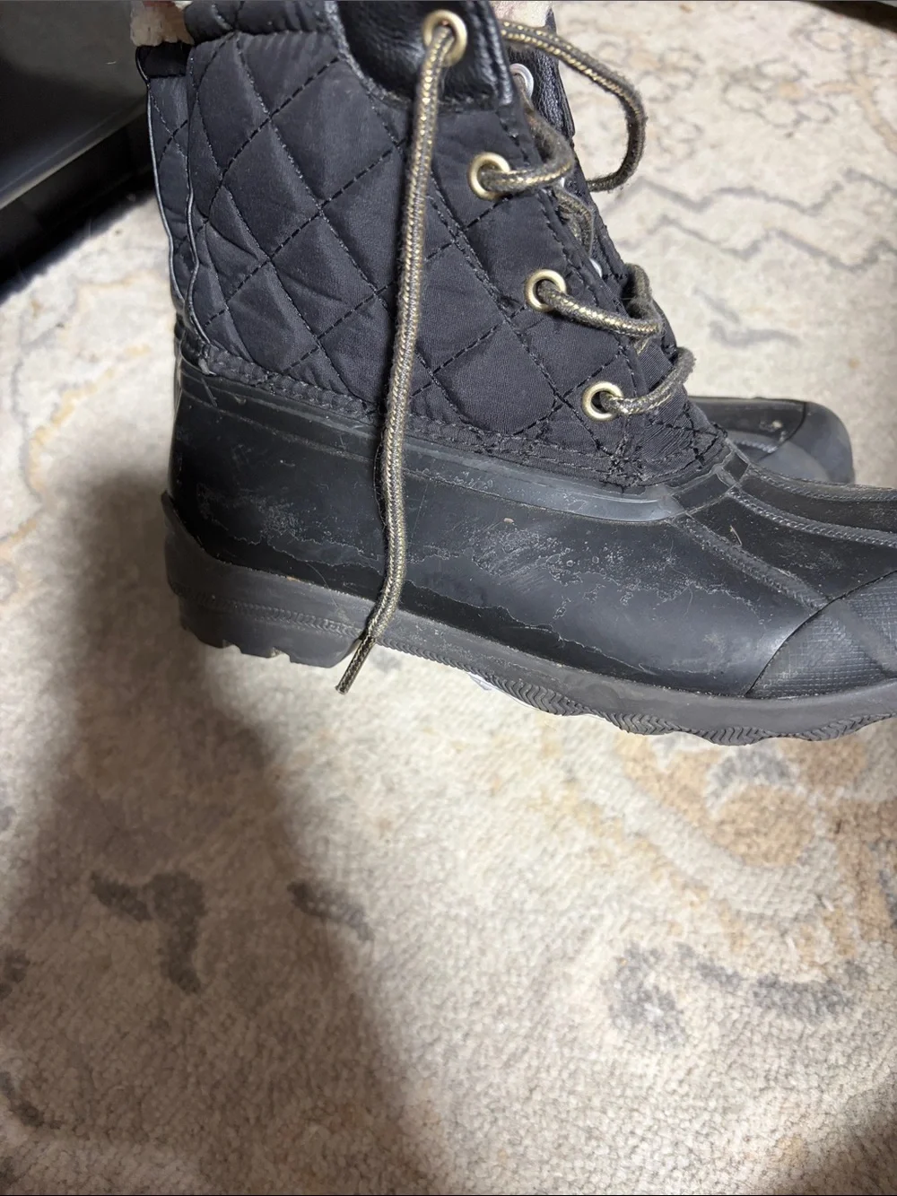 Sperry Kids Black Faux-Fur Lined Rain & Snow Boots